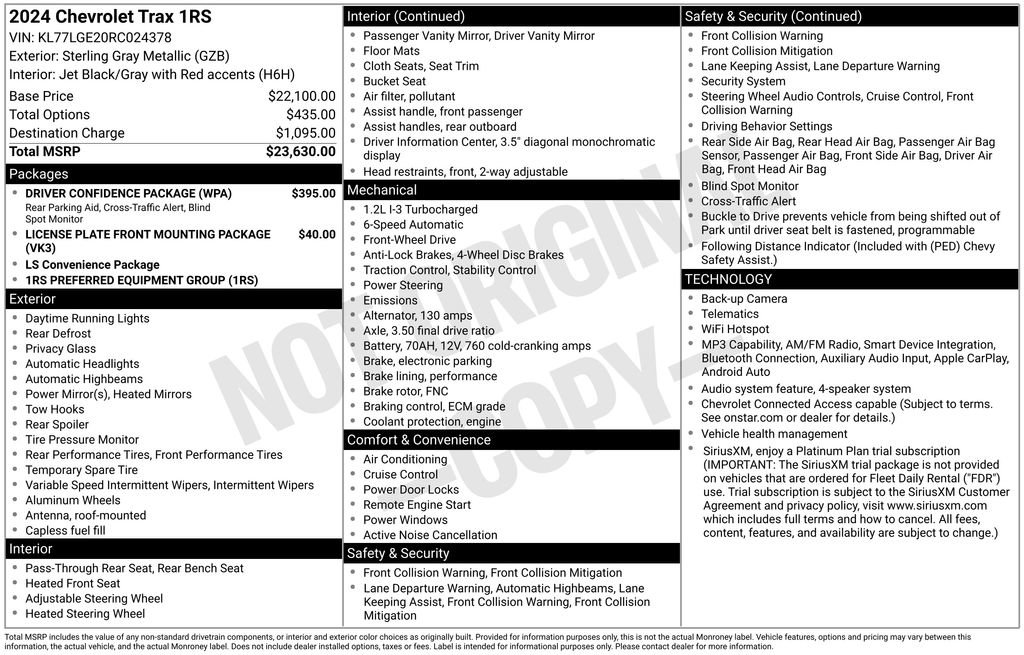 Used 2024 Chevrolet Trax RS w/ Driver Confidence Package FWD image 33