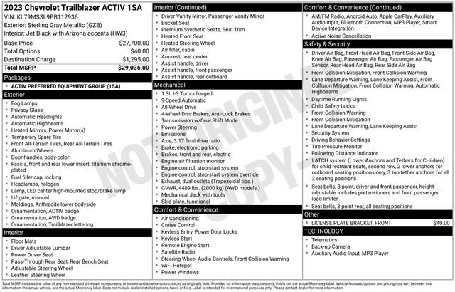 Certified 2023 Chevrolet TrailBlazer ACTIV AWD/4WD image 15