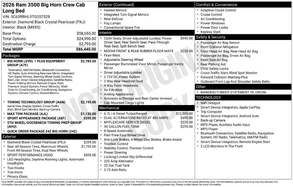 New 2026 RAM 3500 Big Horn AWD/4WD image 5