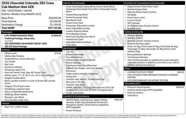 Used 2020 Chevrolet Colorado ZR2 w/ LPO, Power Package AWD/4WD image 34