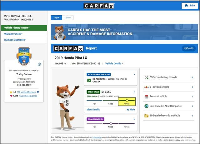 Used 2019 Honda Pilot LX image 10