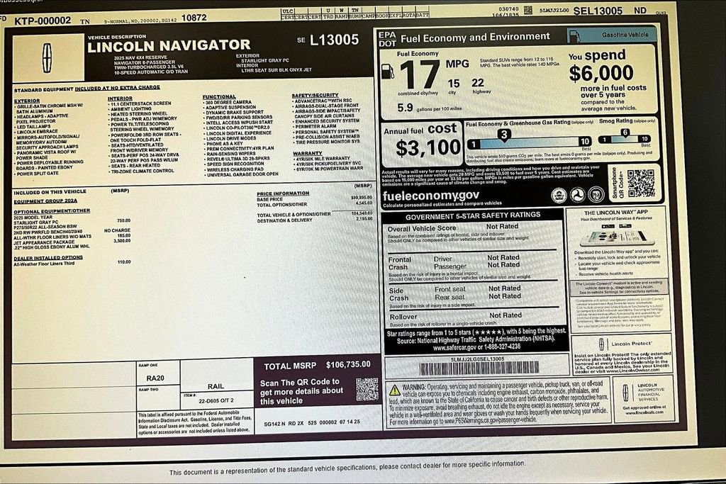 New 2025 Lincoln Navigator Reserve w/ Jet Appearance Package image 14