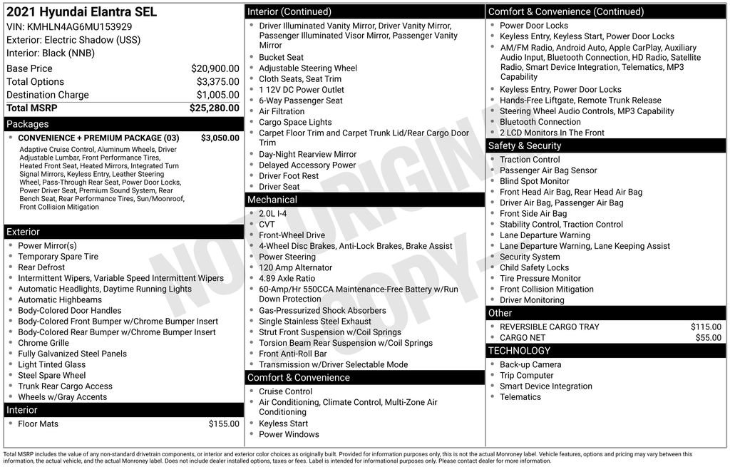 Used 2021 Hyundai Elantra SEL w/ Convenience + Premium Package image 2