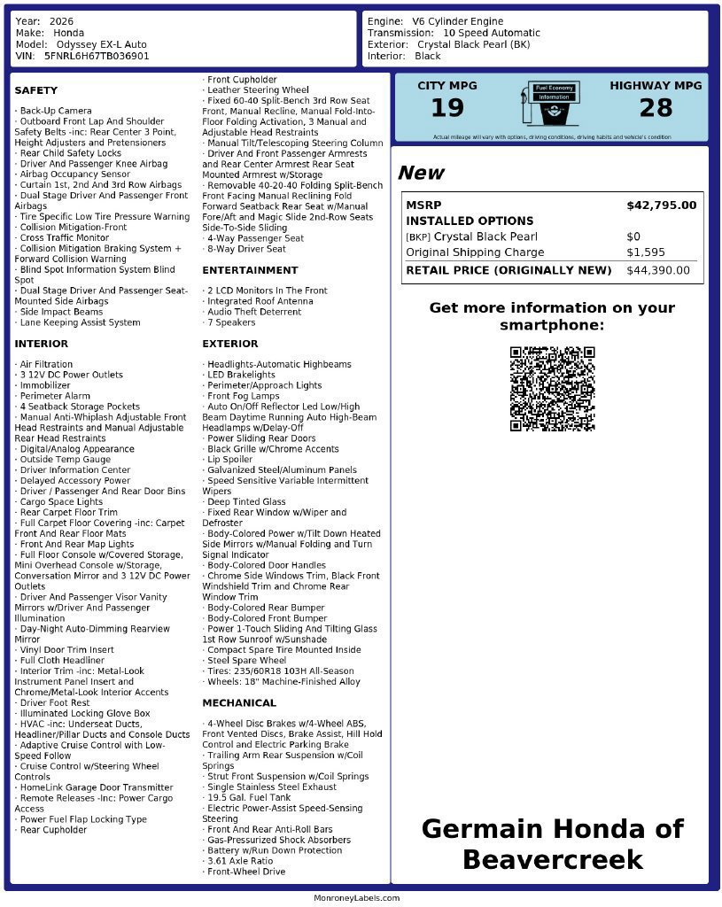 Certified 2026 Honda Odyssey EX-L image 32