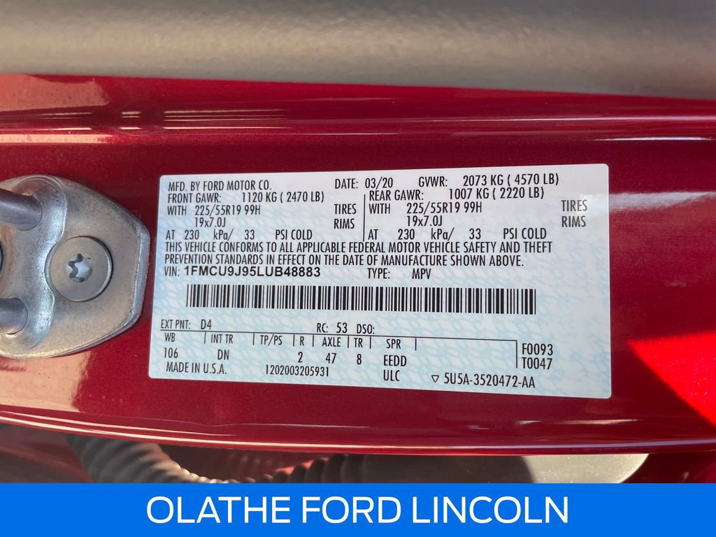 Used 2020 Ford Escape Titanium w/ Titanium Premium Package 2.0 image 34