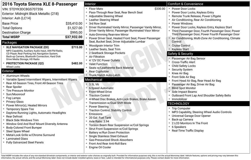 Used 2016 Toyota Sienna XLE w/ XLE Navigation Package FWD image 5