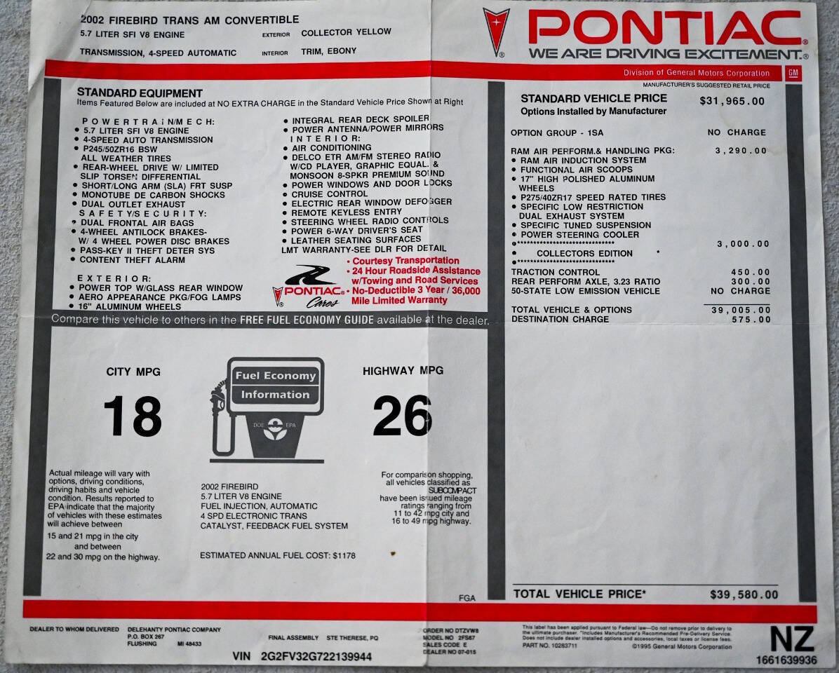 Used 2002 Pontiac Firebird Trans Am RWD image 6
