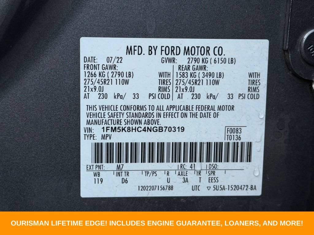 Used 2022 Ford Explorer Platinum w/ Equipment Group 601A AWD/4WD image 32