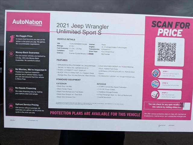 Used 2021 Jeep Wrangler Unlimited Sport AWD/4WD image 23