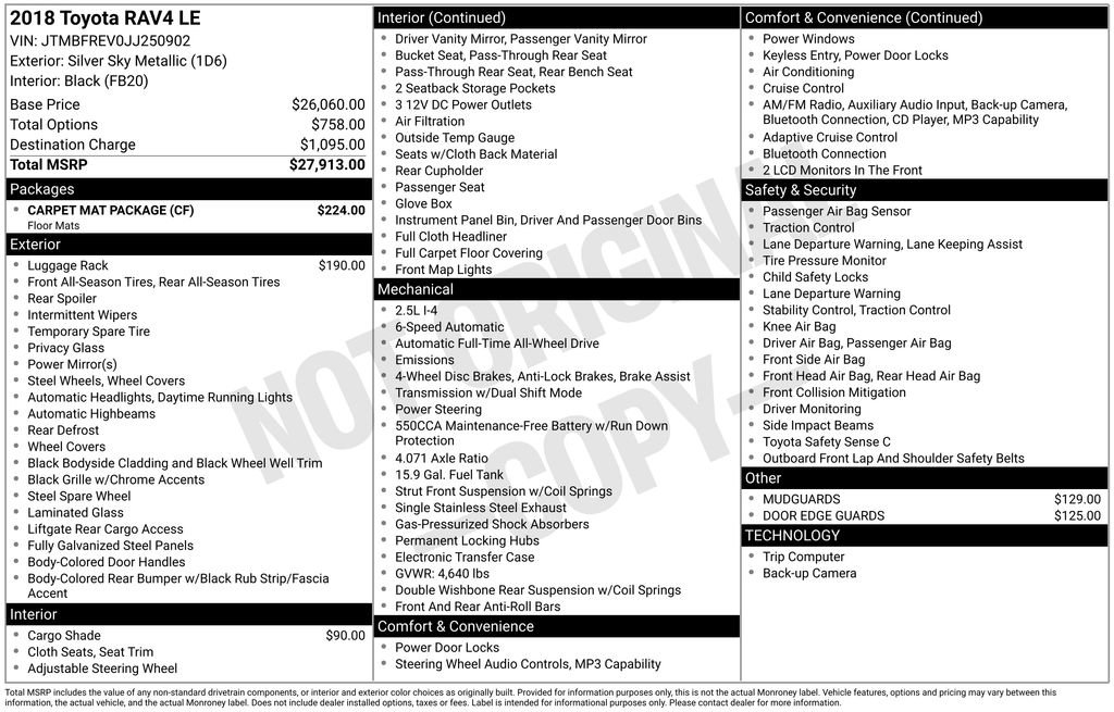 Used 2018 Toyota RAV4 LE w/ Carpet Mat Package image 24