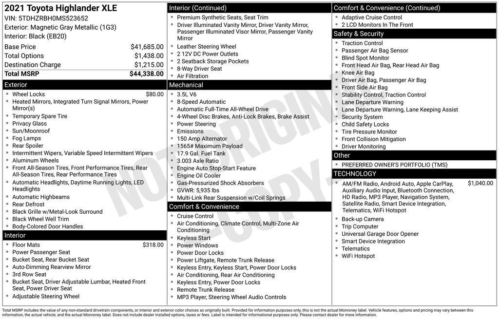 Used 2021 Toyota Highlander XLE image 39
