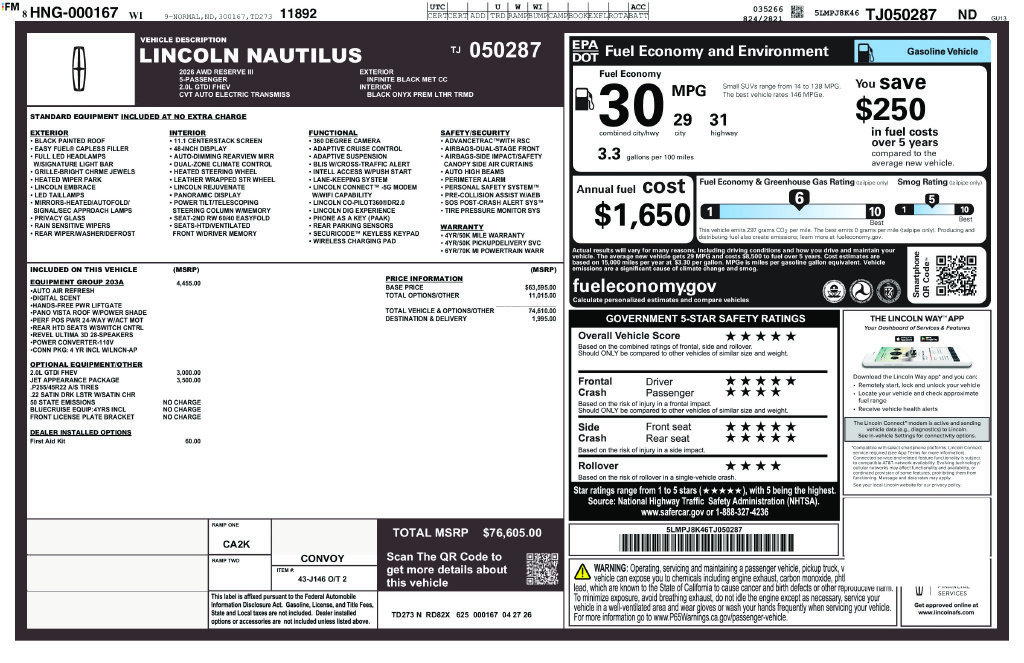 New 2026 Lincoln Nautilus Reserve AWD/4WD image 2