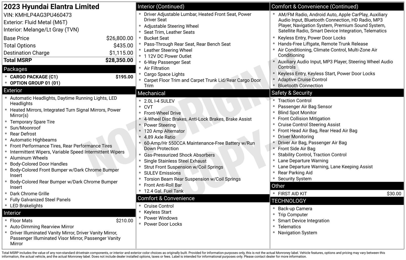 Used 2023 Hyundai Elantra Limited w/ Cargo Package FWD image 6
