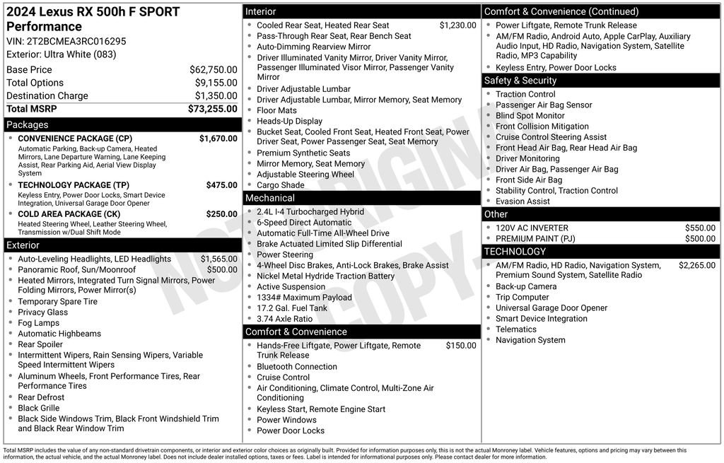 Used 2024 Lexus RX 500h F Sport w/ Convenience Package image 36