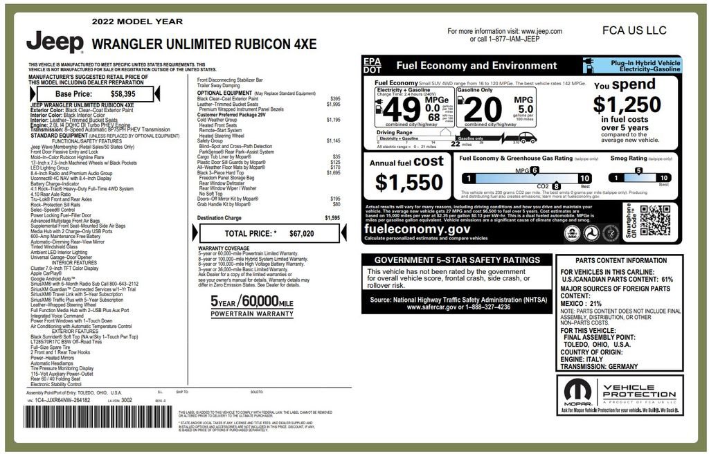 Used 2022 Jeep Wrangler Unlimited Rubicon 4xe w/ Cold Weather Group AWD/4WD image 3