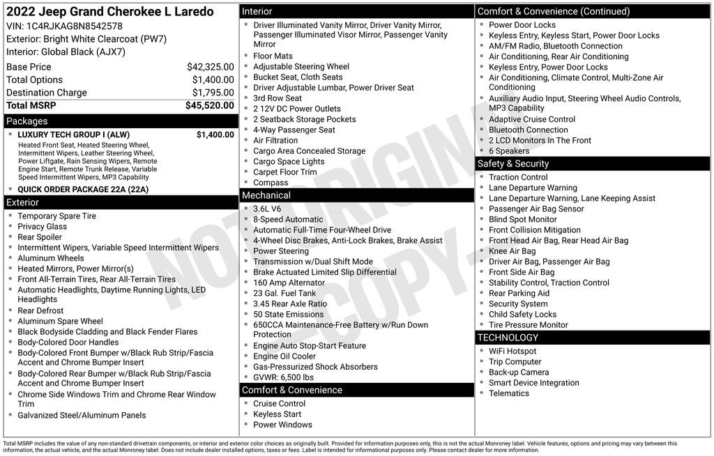 Used 2022 Jeep Grand Cherokee L Laredo w/ Luxury Tech Group I image 3