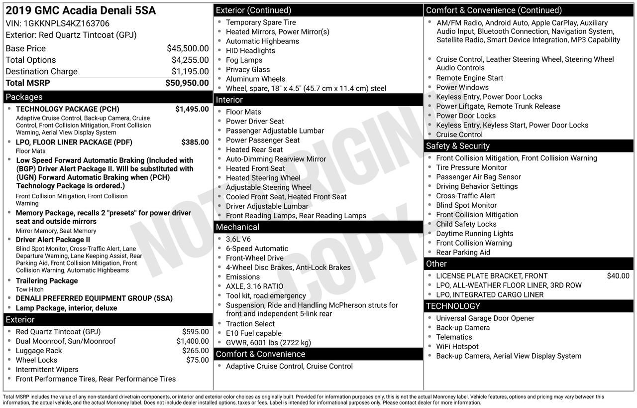 Used 2019 GMC Acadia Denali w/ Technology Package FWD image 30