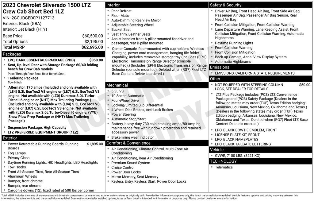 Used 2023 Chevrolet Silverado 1500 LTZ w/ LPO, Dark Essentials Package image 39