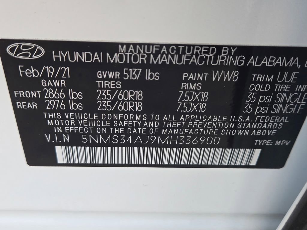 Certified 2021 Hyundai Santa Fe SEL w/ Convenience + Premium Package image 33