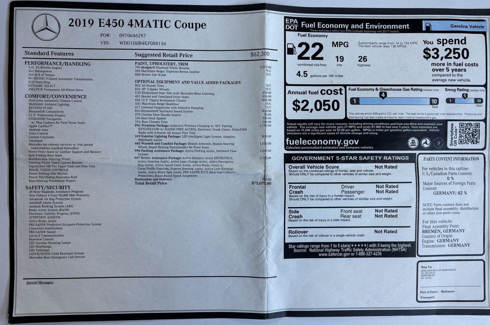 Used 2019 Mercedes-Benz E 450 4MATIC Coupe image 11