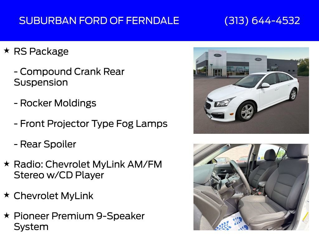 Used 2016 Chevrolet Cruze LT w/ Sun And Sound Package FWD image 13