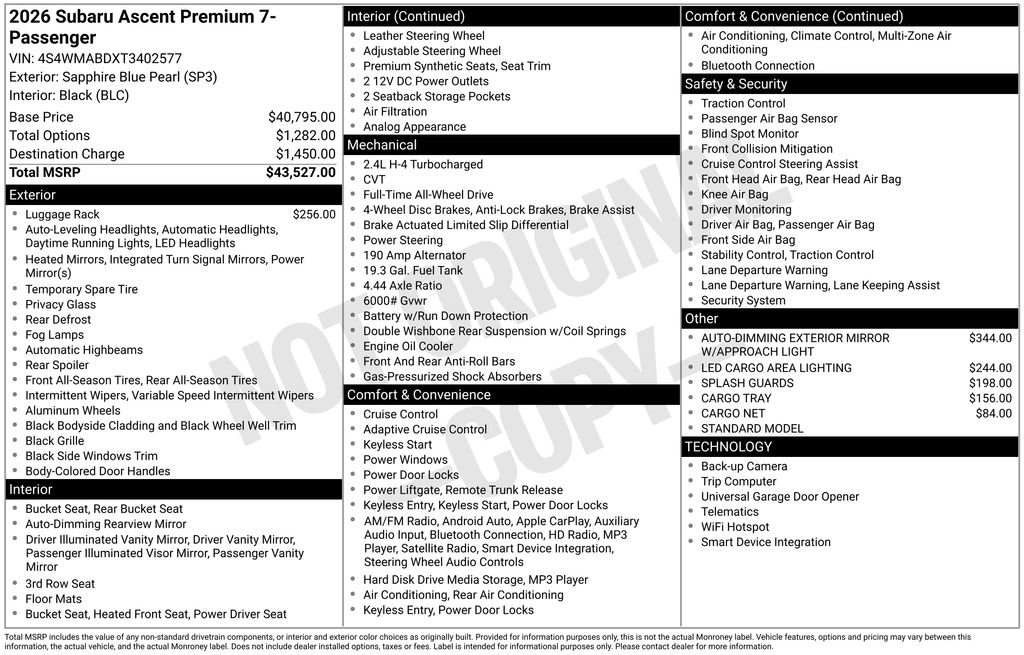 New 2026 Subaru Ascent Premium image 43