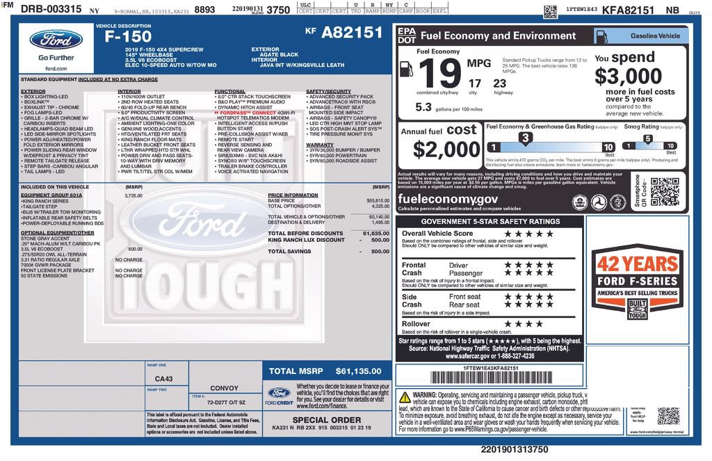 Used 2019 Ford F150 King Ranch w/ Equipment Group 601A Luxury AWD/4WD image 39