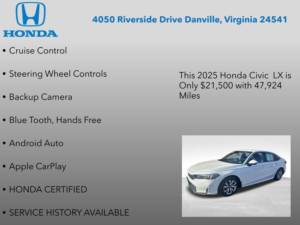 Certified 2025 Honda Civic LX image 7
