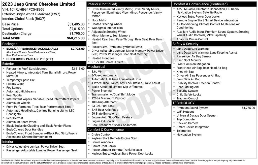 Used 2023 Jeep Grand Cherokee Limited w/ Black Appearance Package AWD/4WD image 6