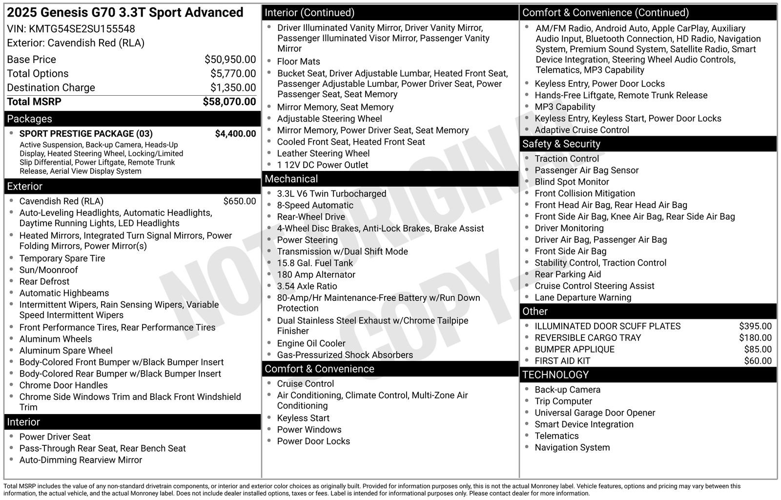 Used 2025 Genesis G70 3.3T Advanced w/ Sport Prestige Package image 34