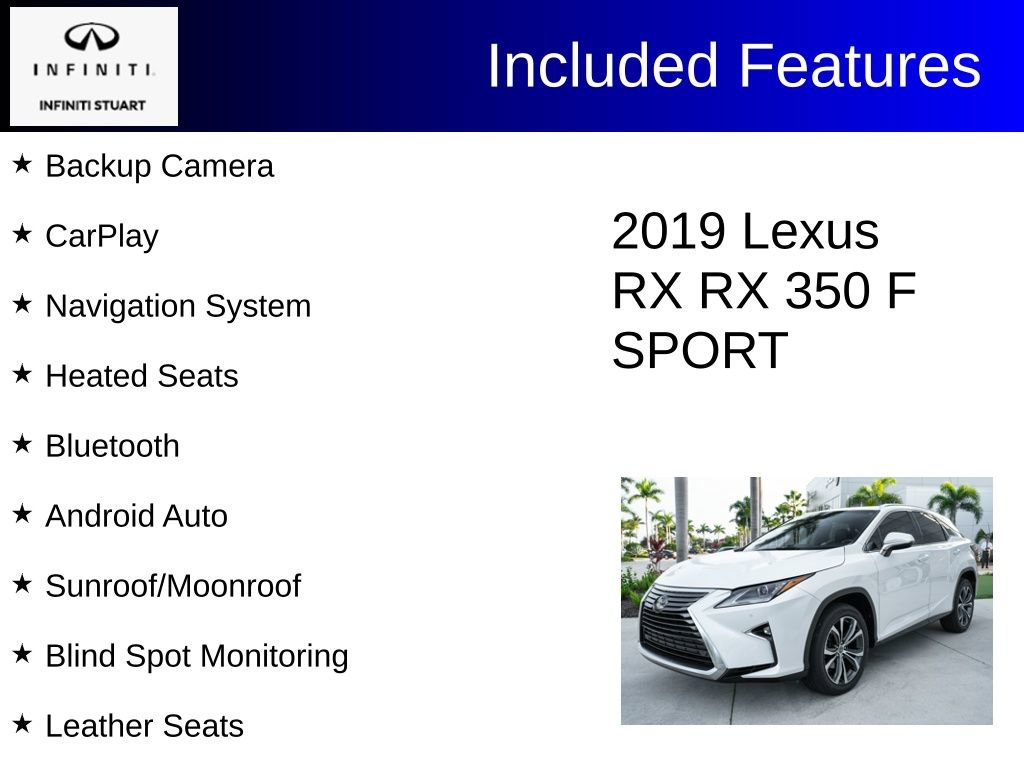 Used 2019 Lexus RX 350 350 F Sport w/ Navigation Package image 2