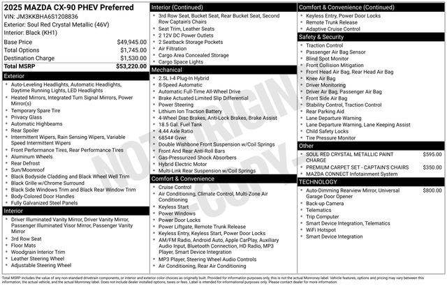 Certified 2025 MAZDA CX-90 Plug-In Hybrid w/ Preferred image 6