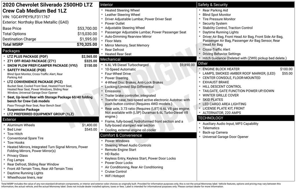 Used 2020 Chevrolet Silverado 2500 LTZ w/ LTZ Plus Package AWD/4WD image 4