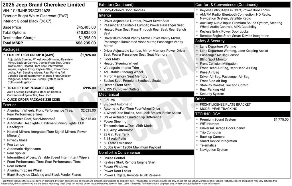 New 2025 Jeep Grand Cherokee Limited w/ Luxury Tech Group II AWD/4WD image 3