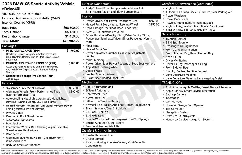 Used 2026 BMW X5 sDrive40i w/ Premium Package RWD image 6