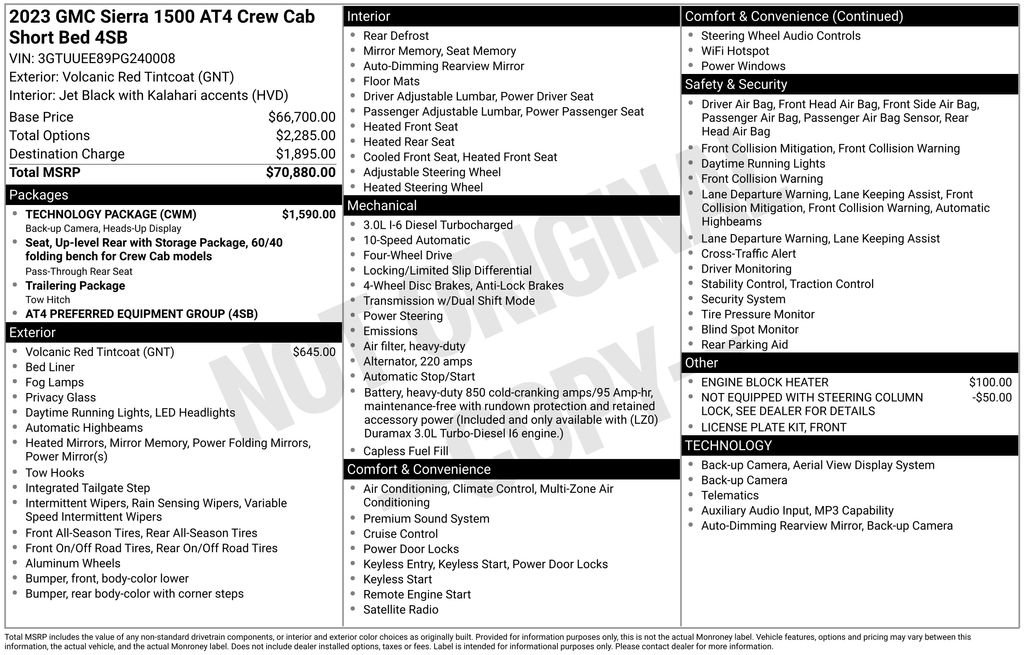 Used 2023 GMC Sierra 1500 AT4 w/ Technology Package image 39