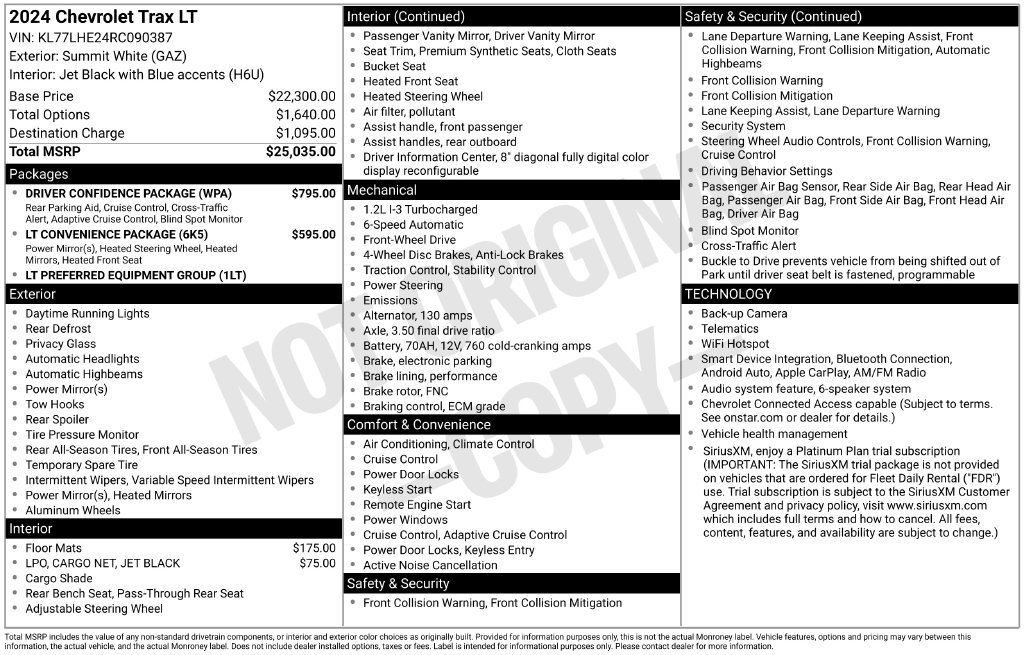 Used 2024 Chevrolet Trax LT w/ Driver Confidence Package FWD image 12