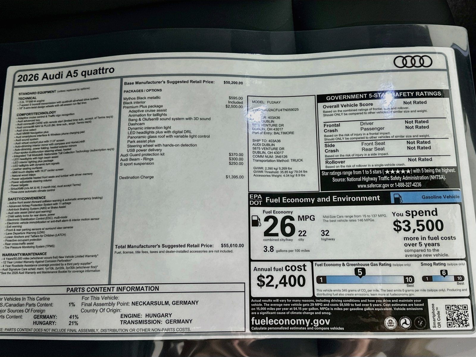 New 2026 Audi A5 Premium Plus AWD/4WD image 48