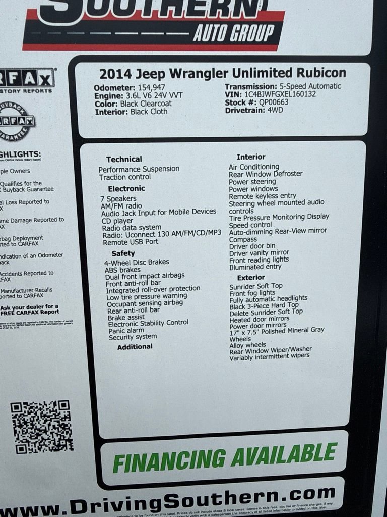 Used 2014 Jeep Wrangler Unlimited Rubicon w/ Connectivity Group AWD/4WD image 20