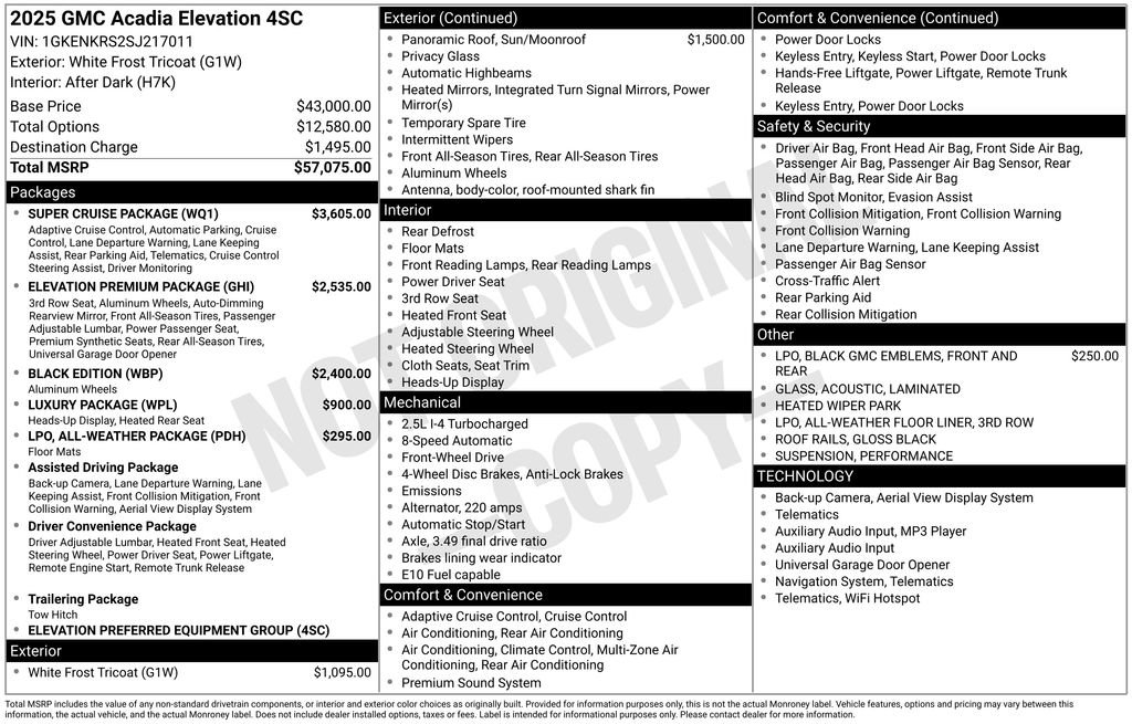 New 2025 GMC Acadia Elevation w/ Super Cruise Package FWD image 25
