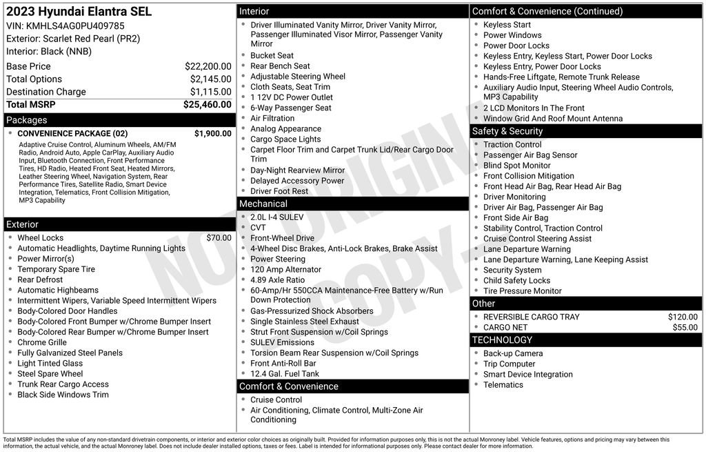 Used 2023 Hyundai Elantra SEL w/ Convenience Package FWD image 5