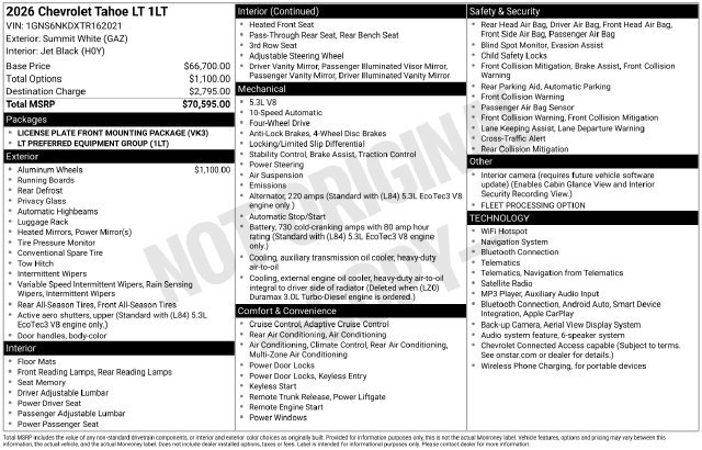 New 2026 Chevrolet Tahoe LT AWD/4WD image 25
