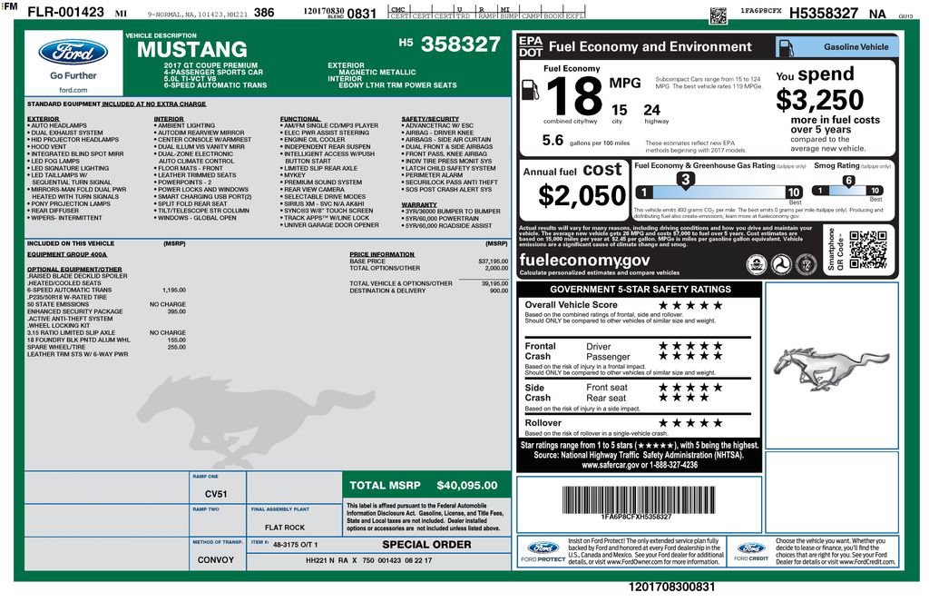 Used 2017 Ford Mustang GT Premium w/ Enhanced Security Package RWD image 30