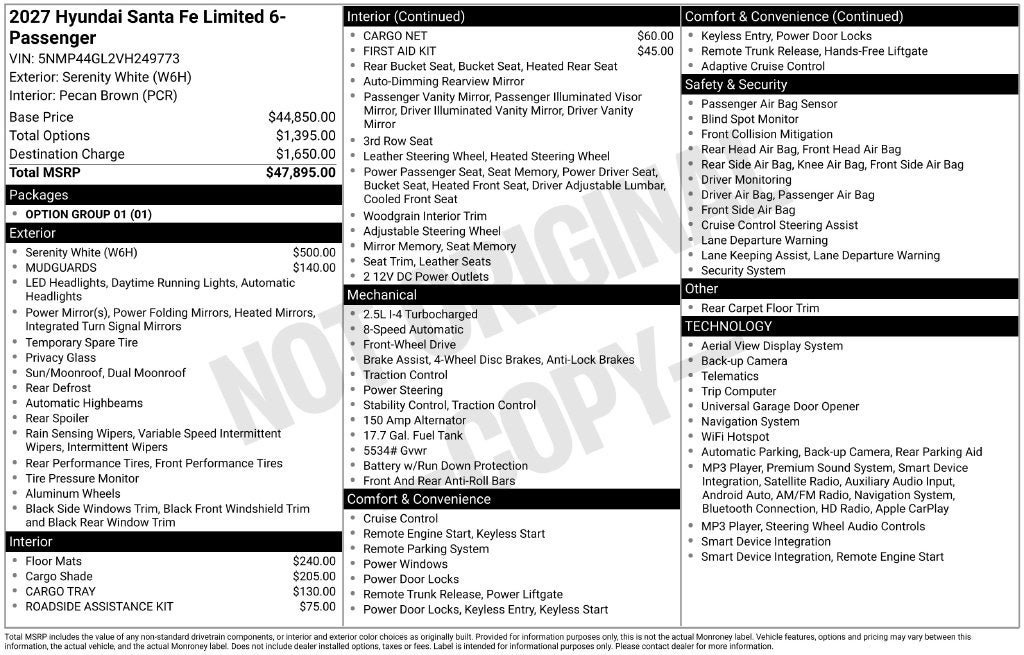 New 2027 Hyundai Santa Fe Limited FWD image 20