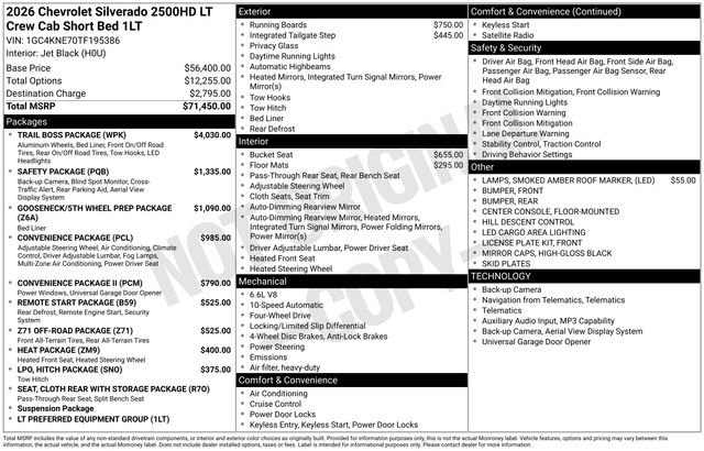 New 2026 Chevrolet Silverado 2500 LT w/ Trail Boss Package image 28