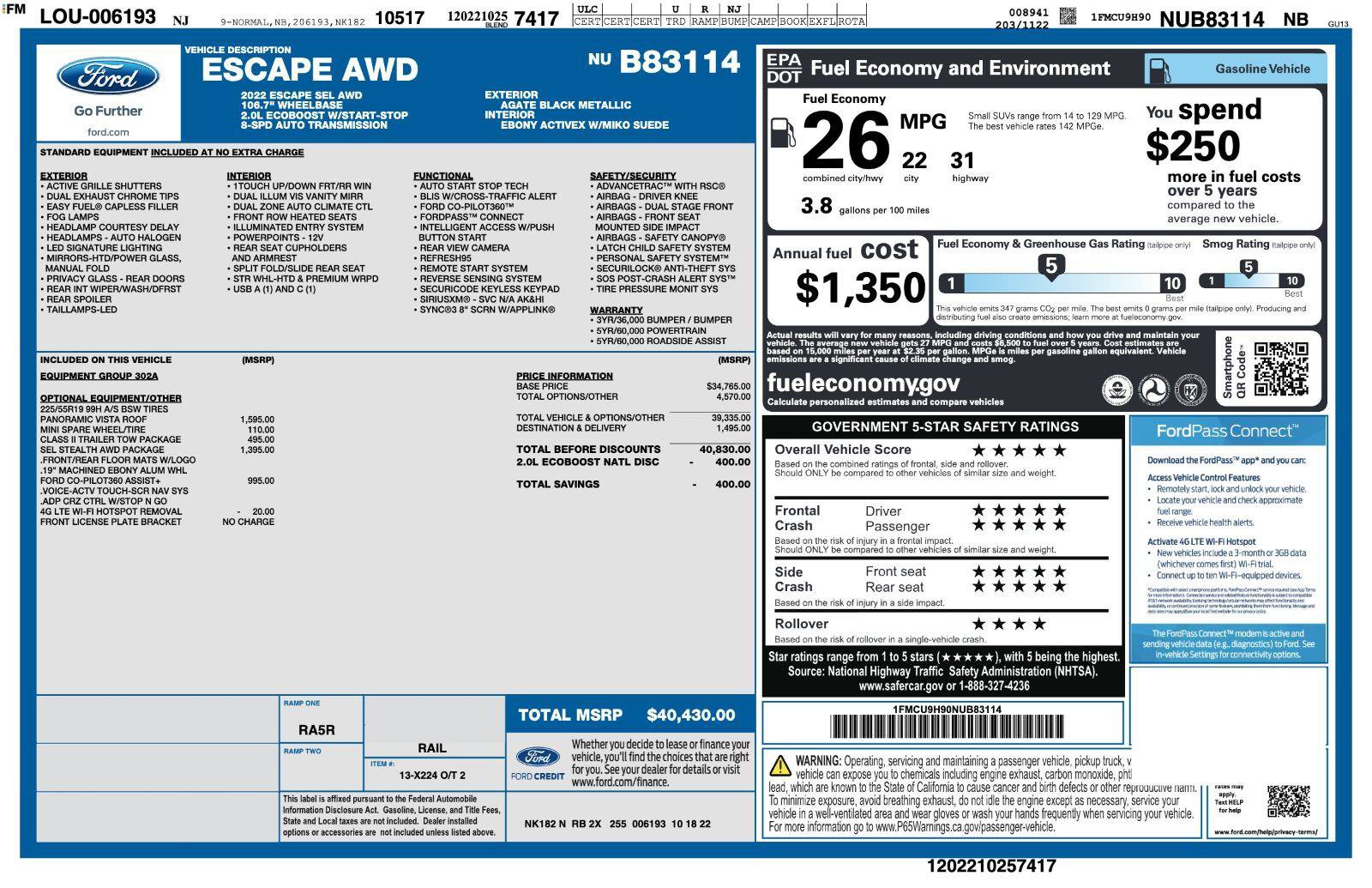 Certified 2022 Ford Escape SEL w/ SEL Stealth AWD Package image 3