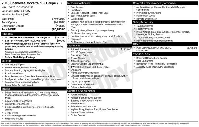 Used 2015 Chevrolet Corvette Z06 w/ 2LZ Preferred Equipment Group RWD image 32