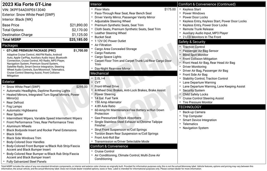 Used 2023 Kia Forte GT-Line w/ GT-Line Premium Package image 15