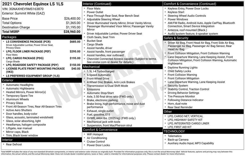 Used 2021 Chevrolet Equinox LS w/ LS Convenience Package FWD image 31