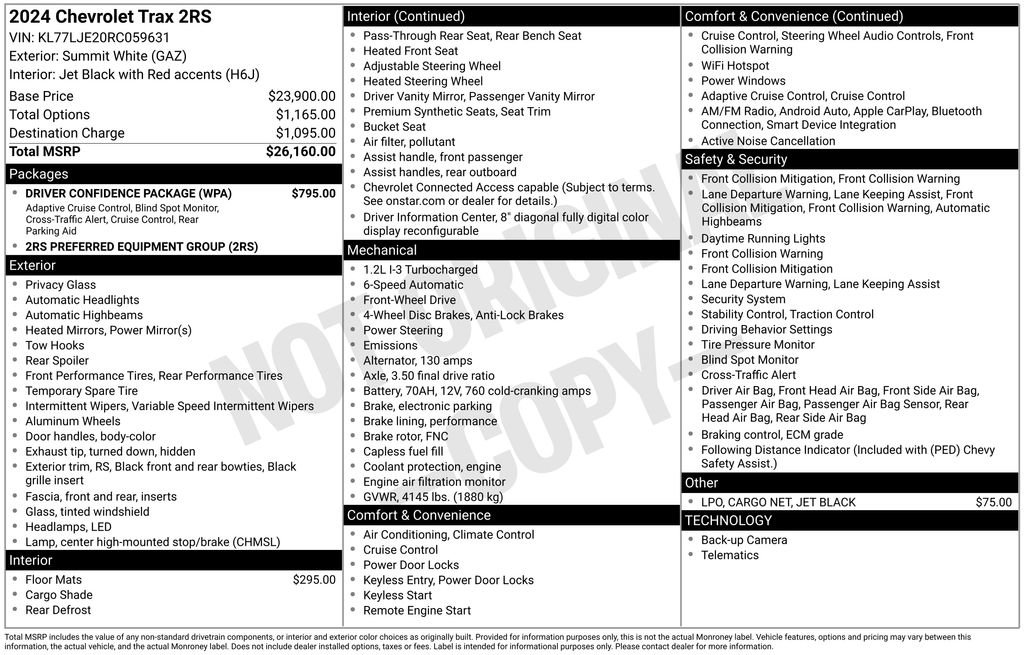 Certified 2024 Chevrolet Trax RS w/ Driver Confidence Package image 10